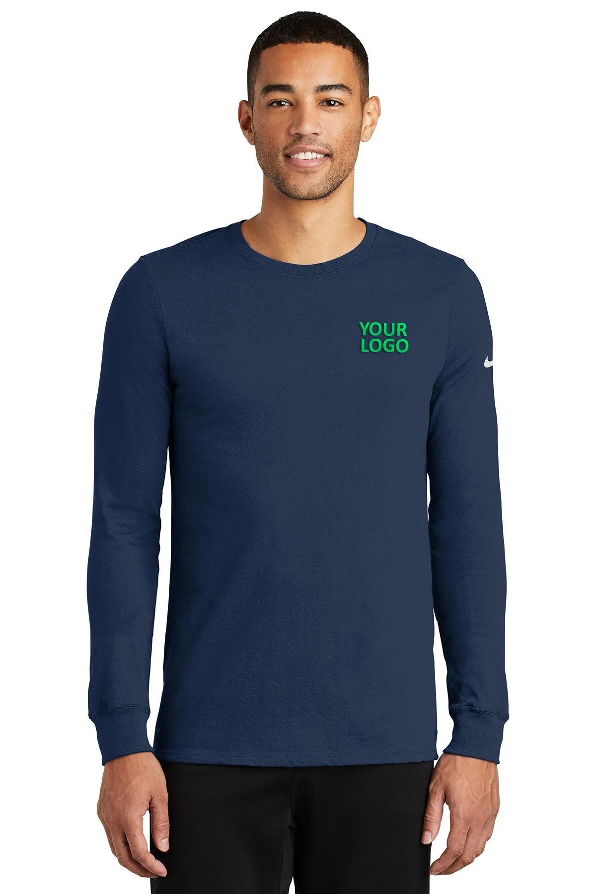 Nike Dri-FIT Long Sleeve Custom Tees, College Navy