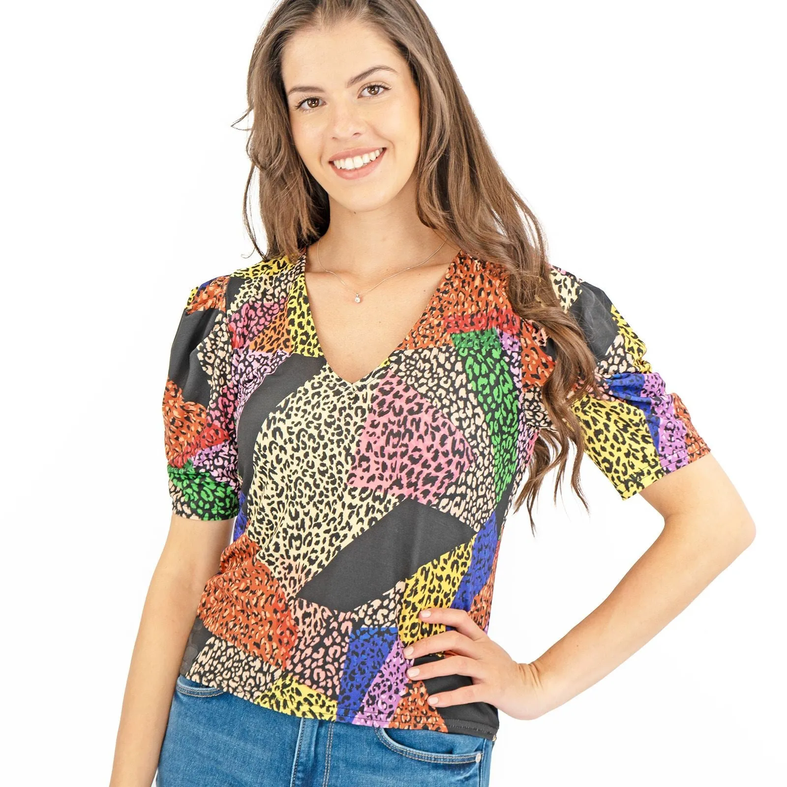 Oasis Short Sleeve V-Neck Summer Multi Colour Tops