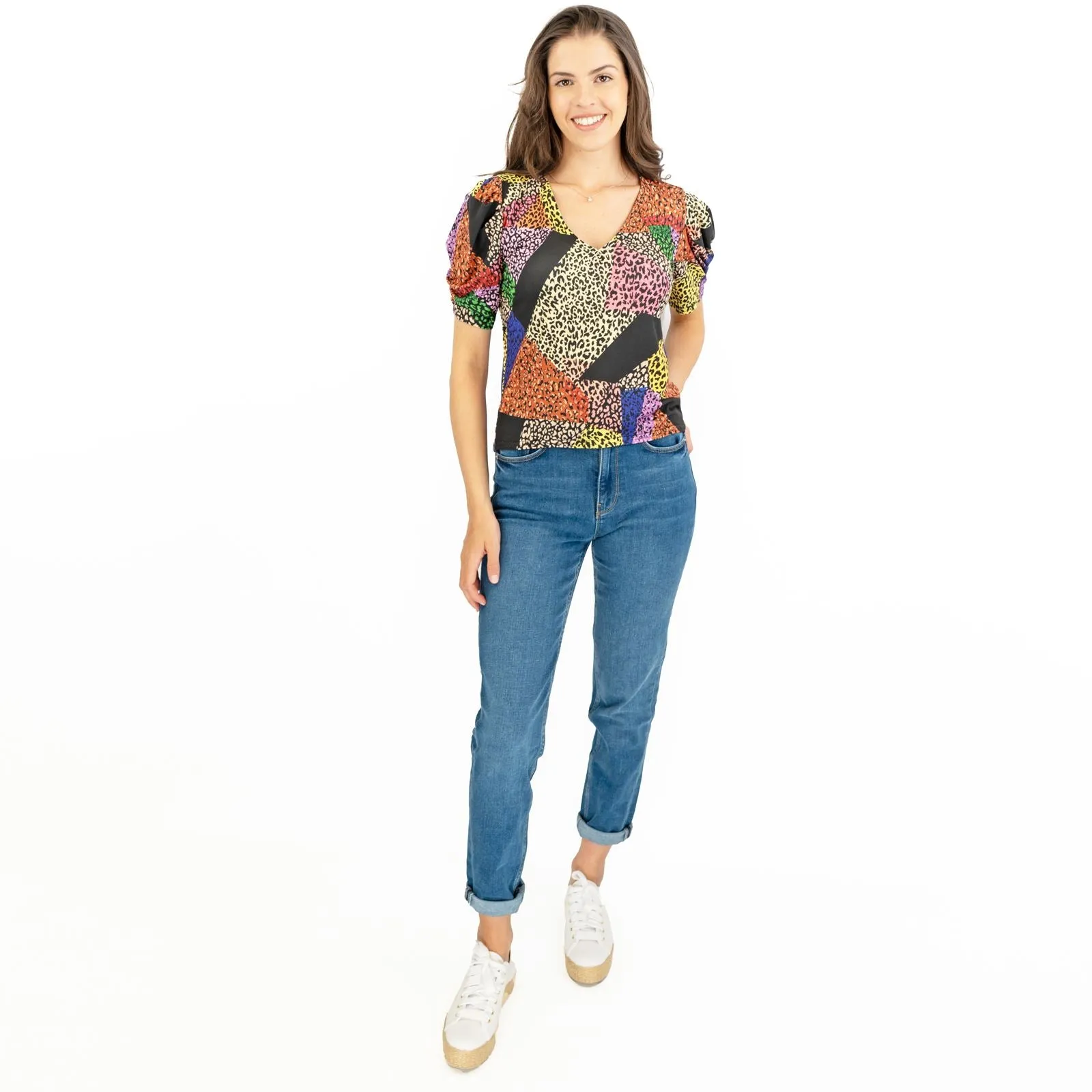 Oasis Short Sleeve V-Neck Summer Multi Colour Tops