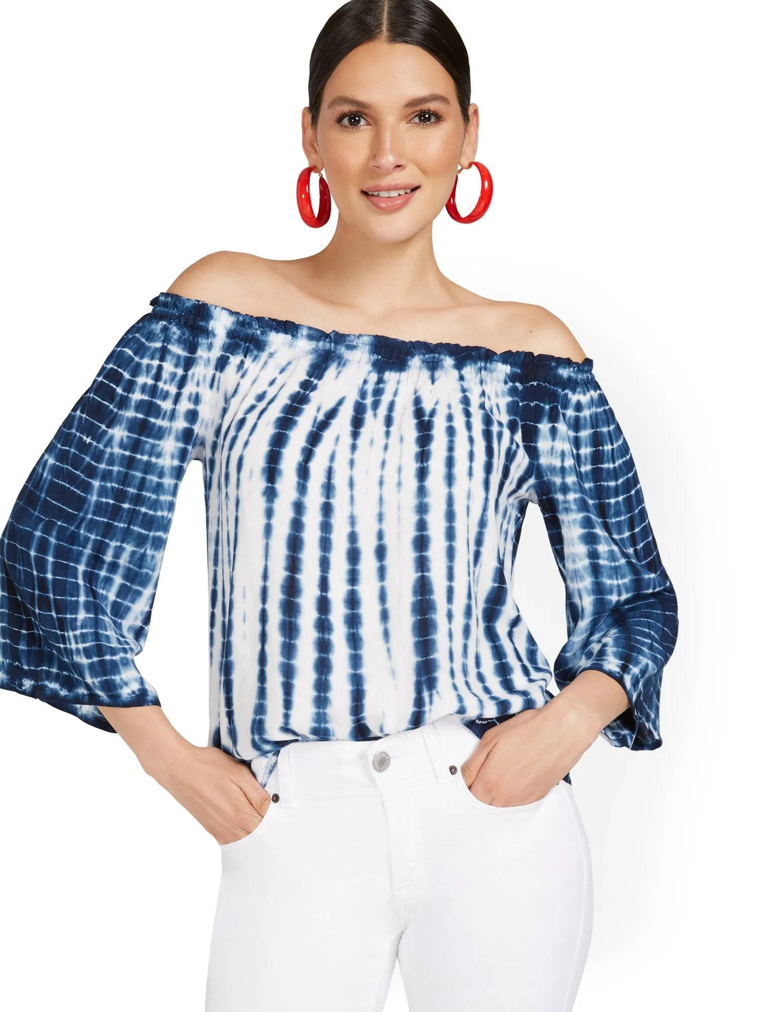 Off-The-Shoulder Tie-Dye Top