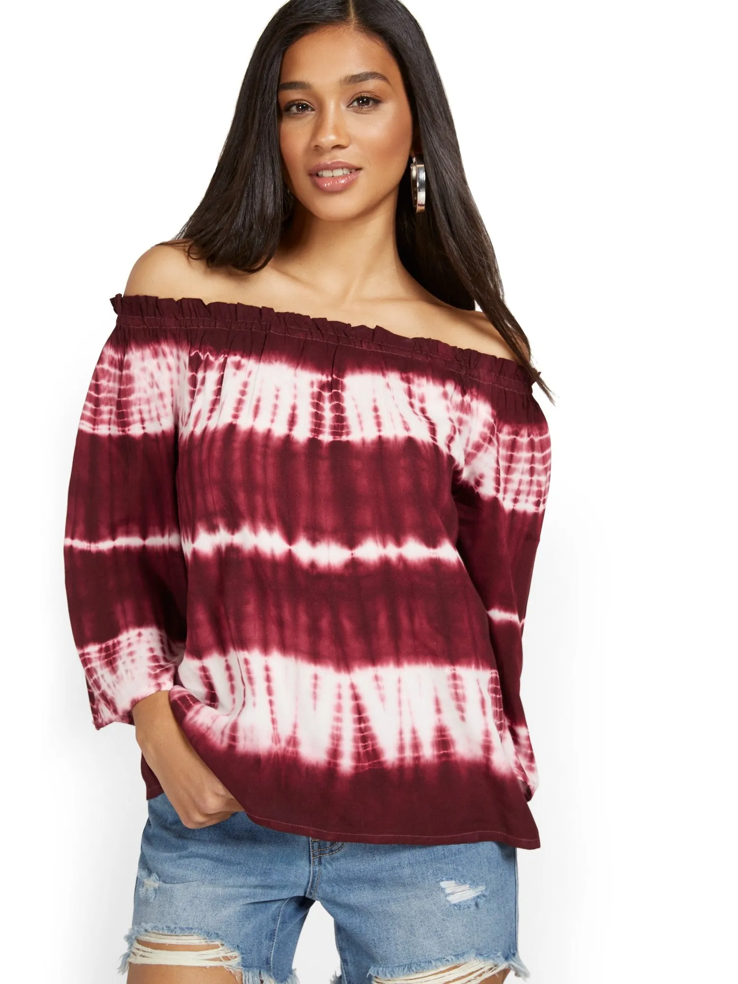 Off-The-Shoulder Tie-Dye Top