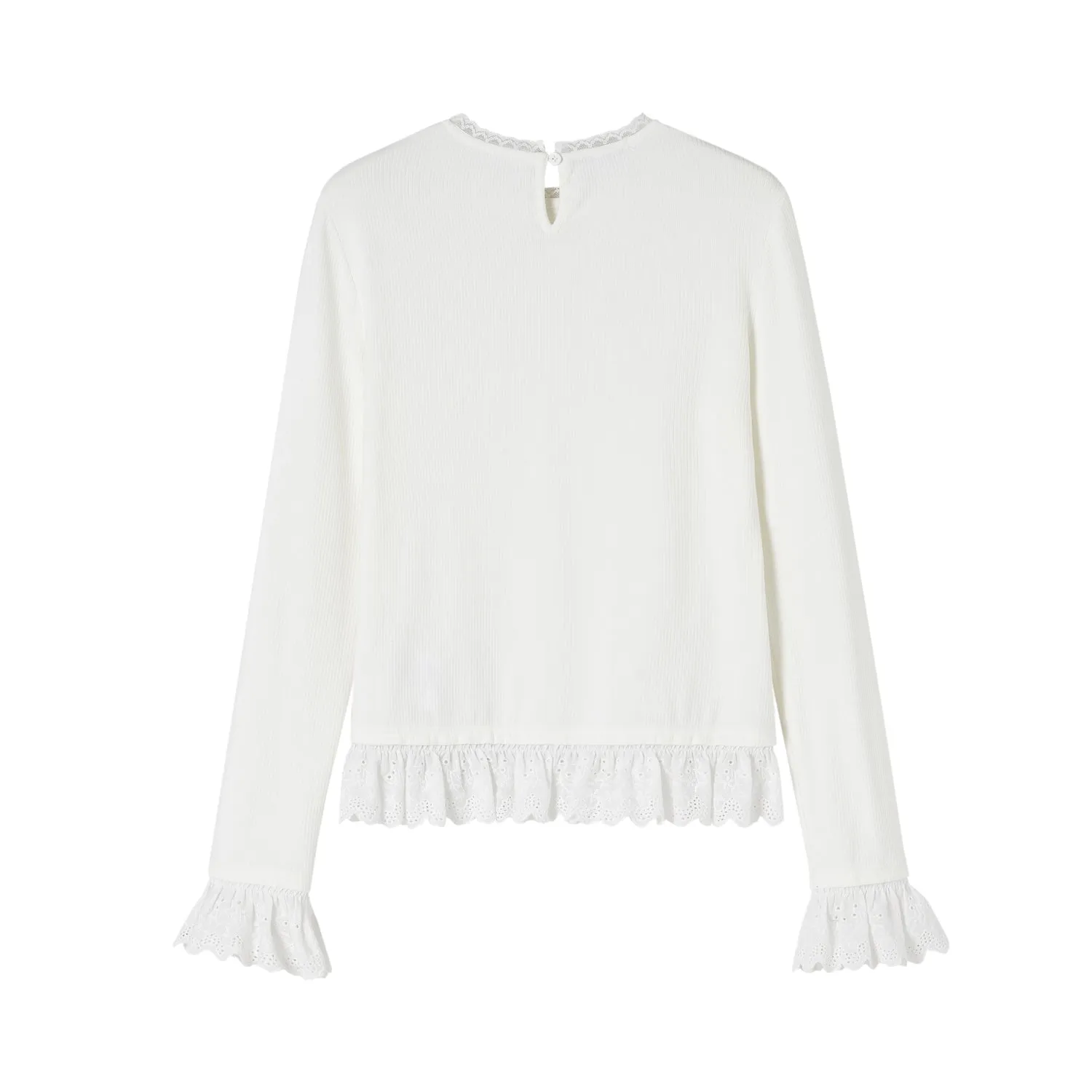 Petal Lace Warm Fleece Bottoming T-shirt