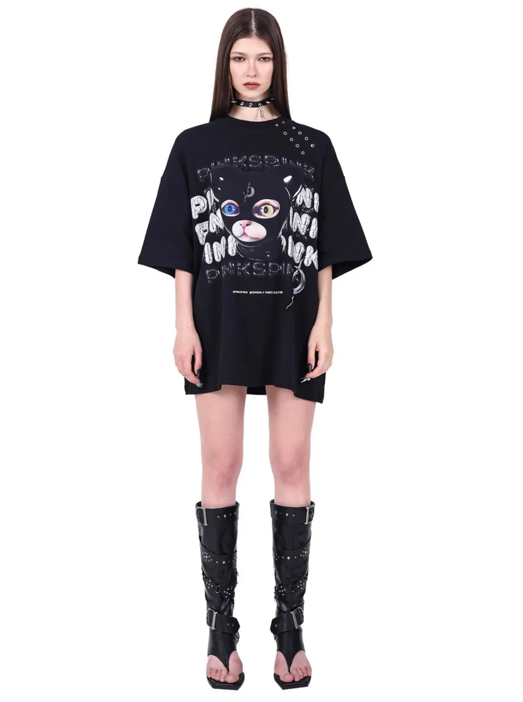 PINKSPINK Graphic Oversized T-Shirt - Black