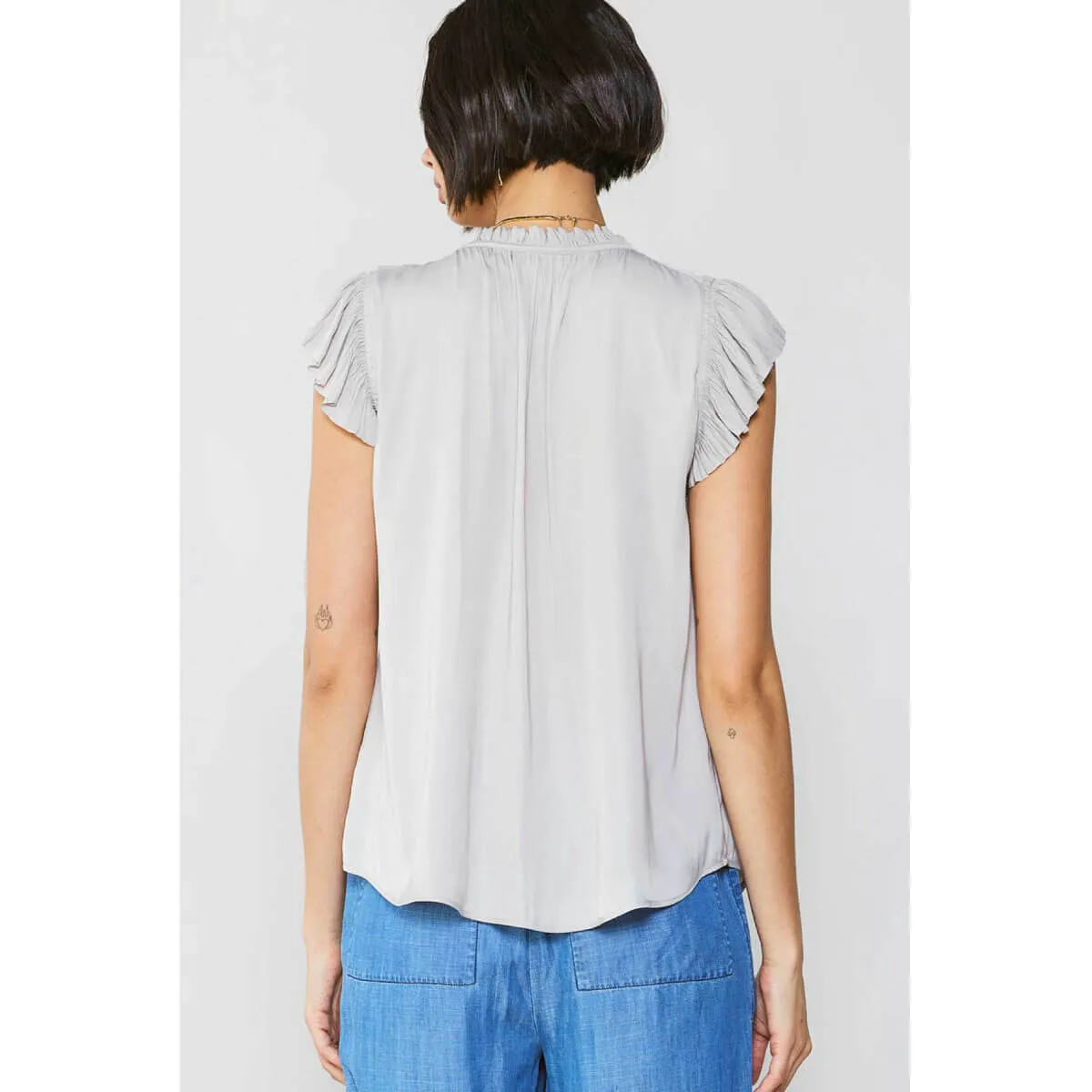 Pleated Short Sleeve Blouse