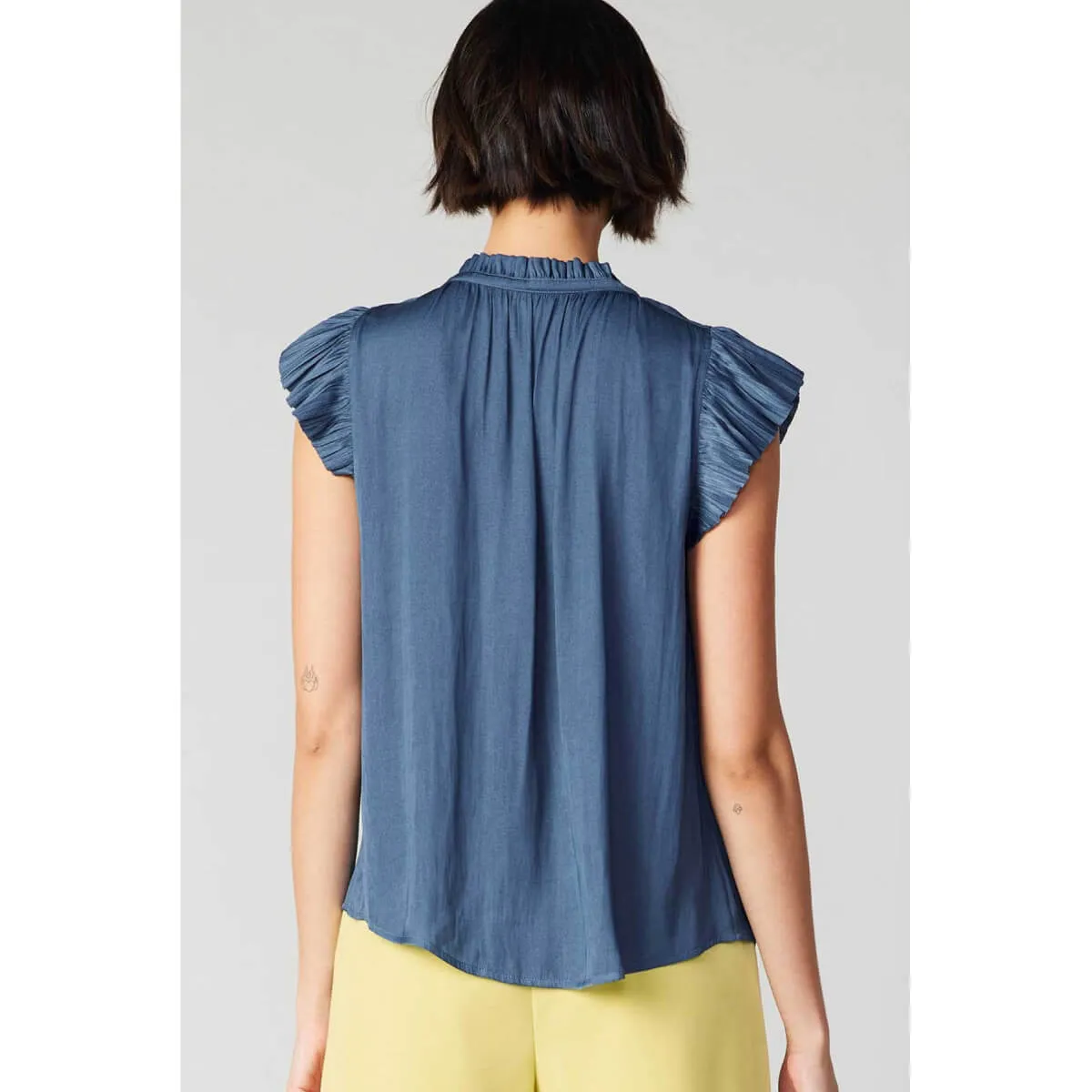 Pleated Short Sleeve Blouse