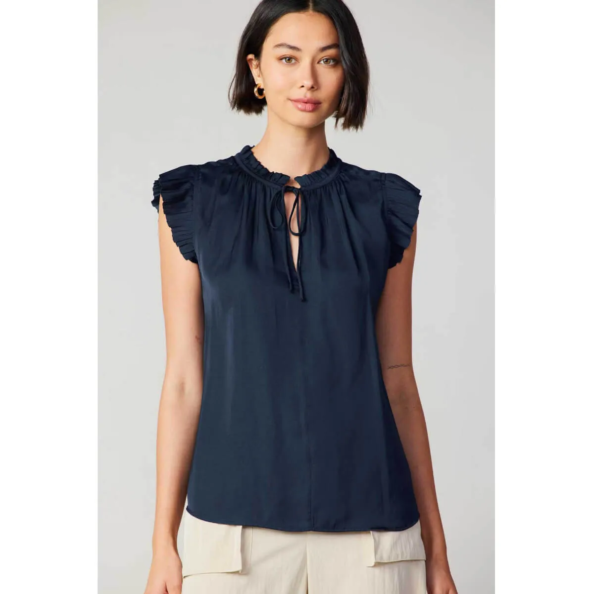 Pleated Short Sleeve Blouse