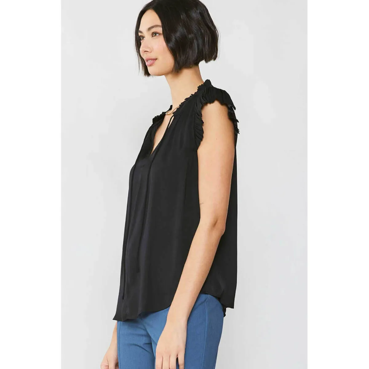 Pleated Short Sleeve Blouse