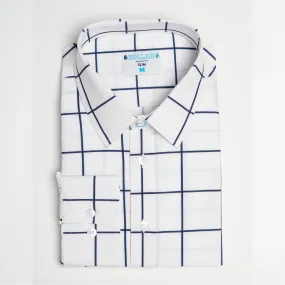 Range Shirt - White w/ Navy Windowpane