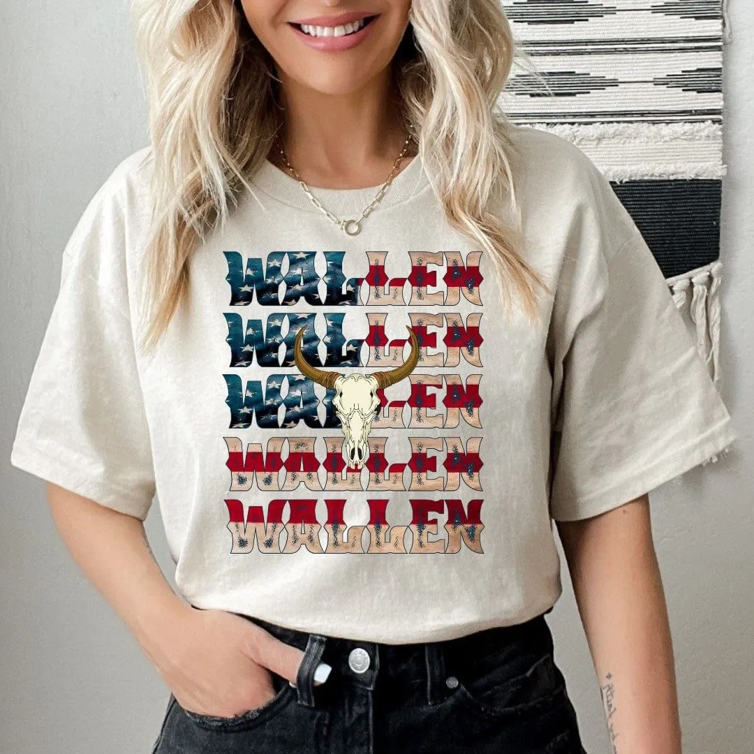 Red White Blue Wallen Patriotic Graphic Tee