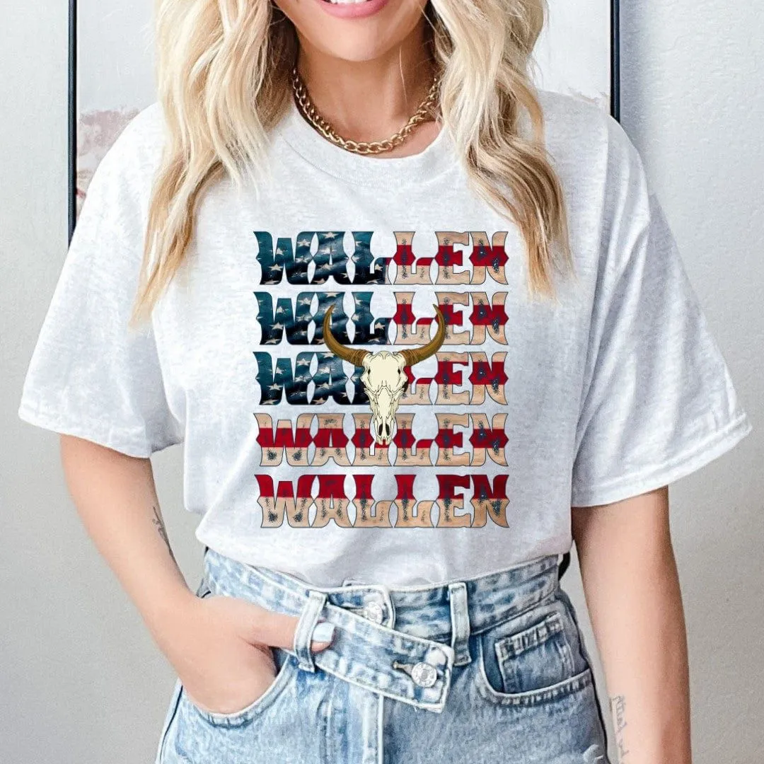 Red White Blue Wallen Patriotic Graphic Tee