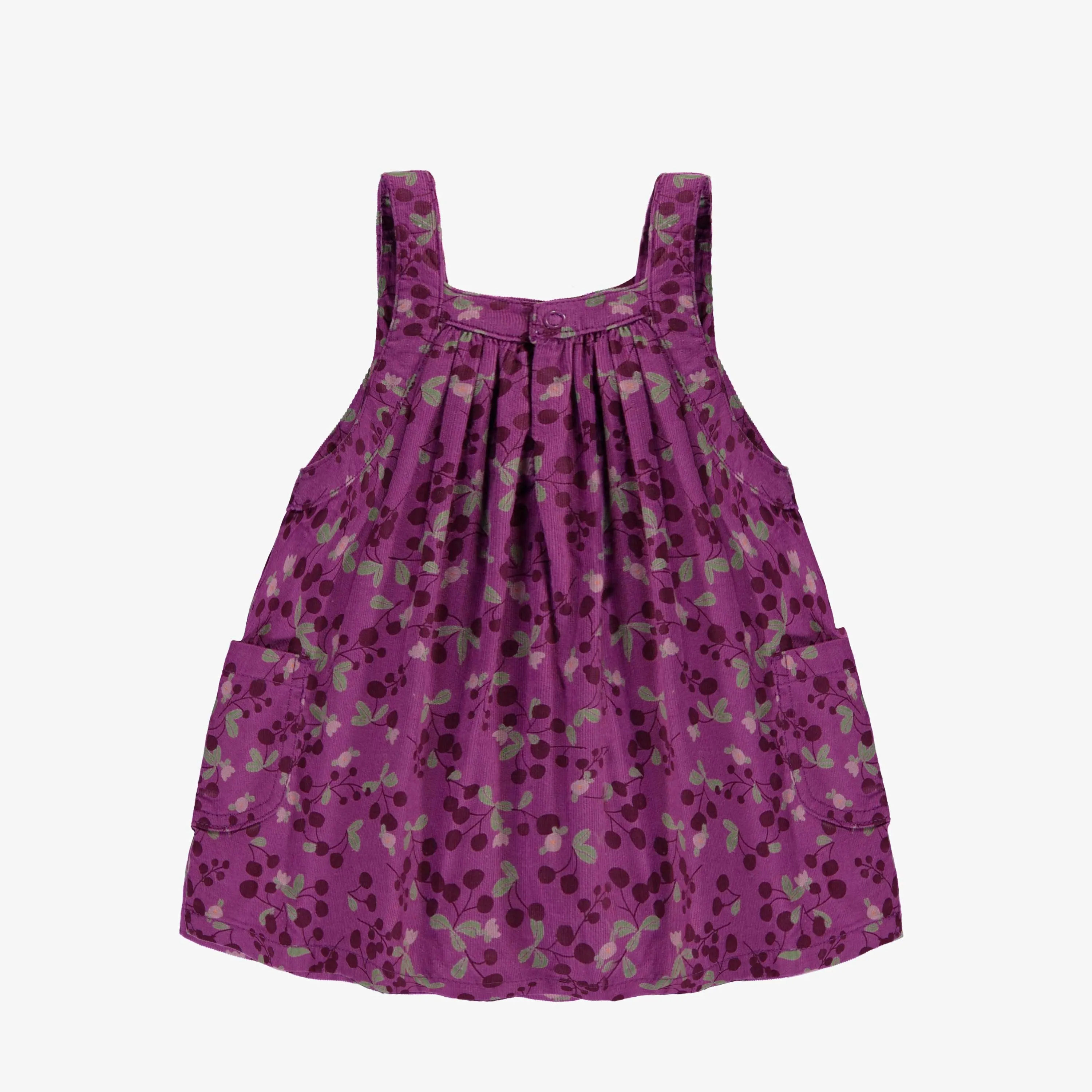 Robe chasuble mauve à motifs en bébé corduroy, bébé || Purple chasuble dress with all over print in baby corduroy, baby