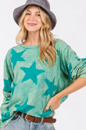 SAGE   FIG Mineral Wash Star Pattern T-Shirt