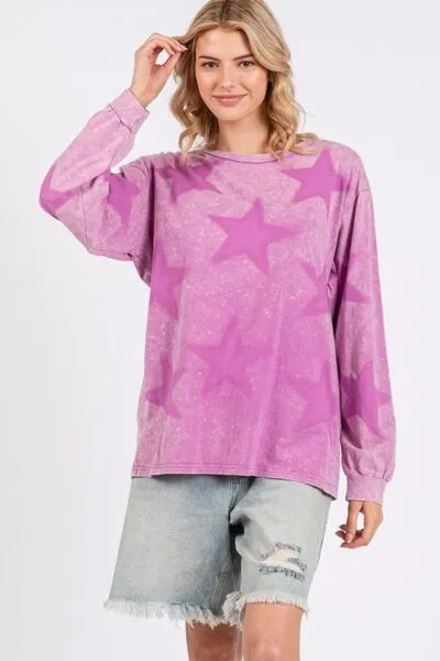 SAGE   FIG Mineral Wash Star Pattern T-Shirt