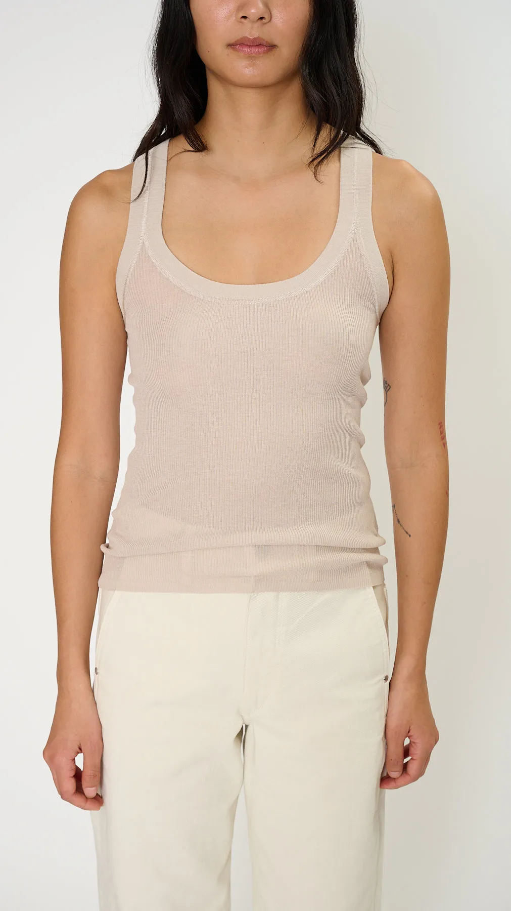 Skinny Rib Cami in Warm Pebble