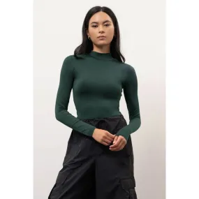 Solid Mock Neck Long Sleeve Bodysuit