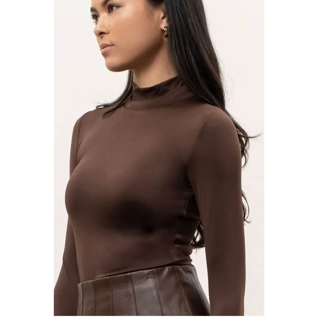 Solid Mock Neck Long Sleeve Bodysuit