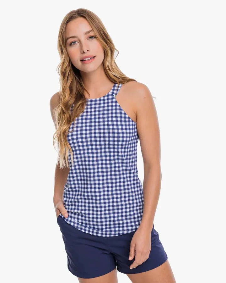 Southern Tide Jennifer Gingham Performance Tank Nautical Navy