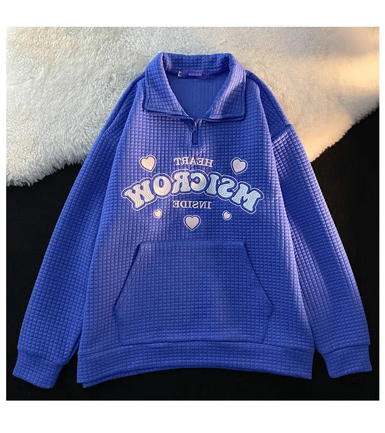 Trendy Niche Alphabets Long Sleeved Sweatshirt Women Plus Size Western All-Matching Tops Outerwear