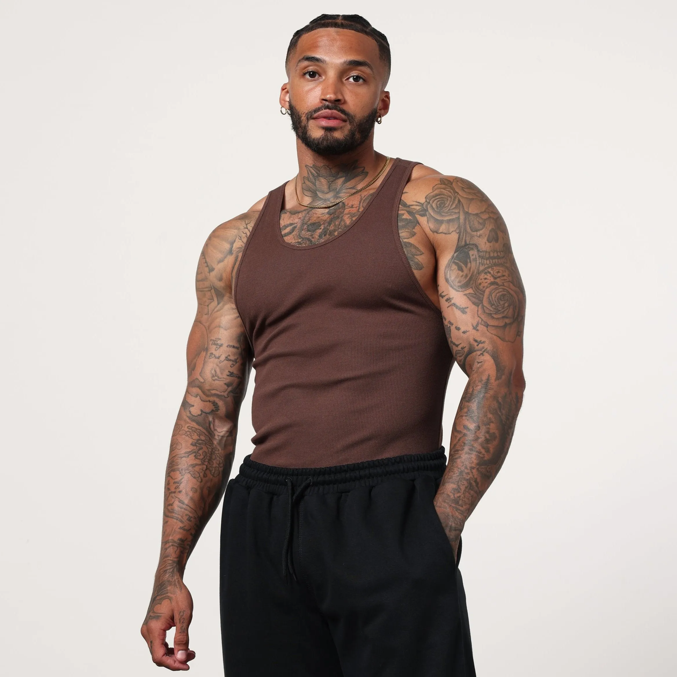 Vanquish Essential Chocolate Ribbed Tank