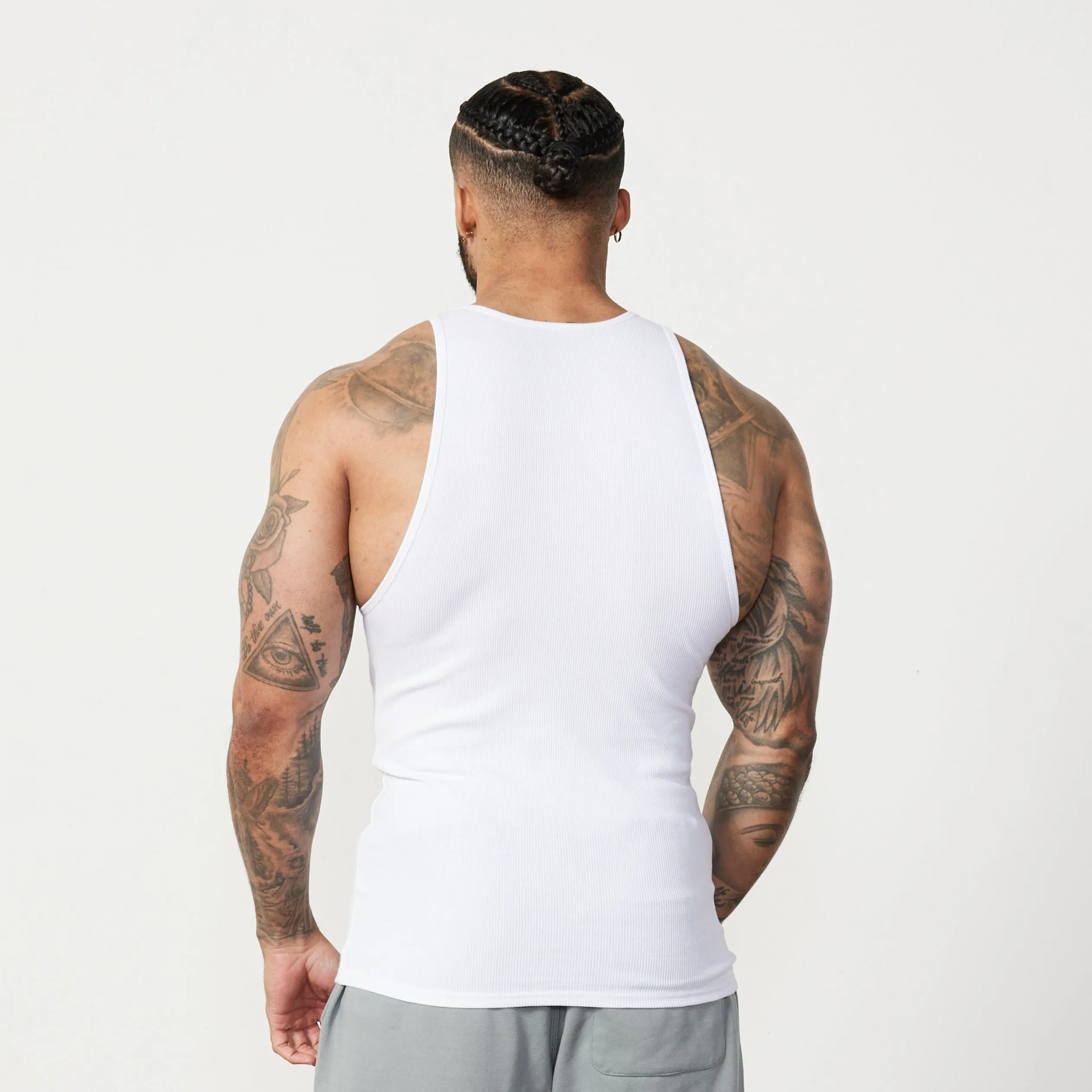 Vanquish Essential White Ribbed Fitted Tank