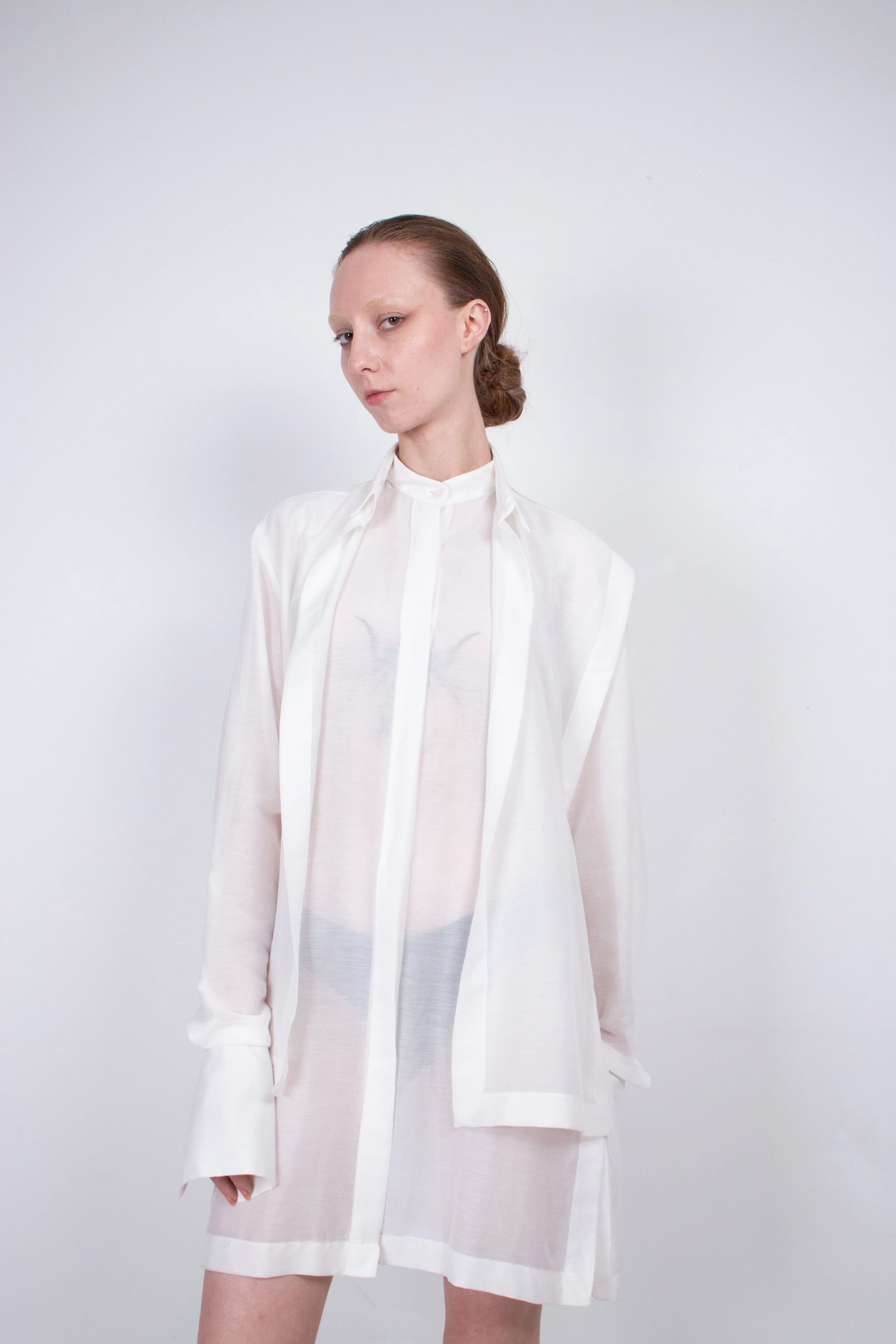 White Layered Silk Shirt