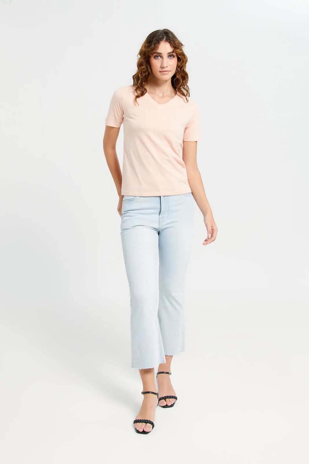 Women Apricot Basic T-Shirt