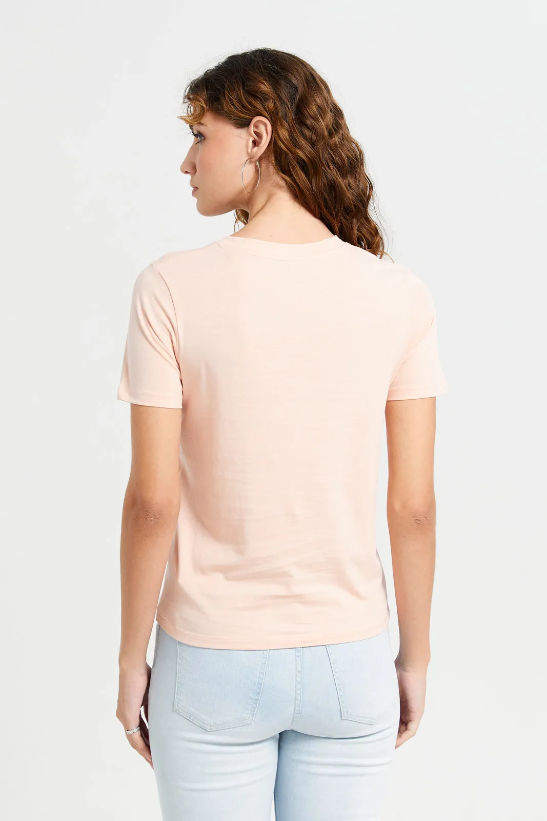 Women Apricot Basic T-Shirt