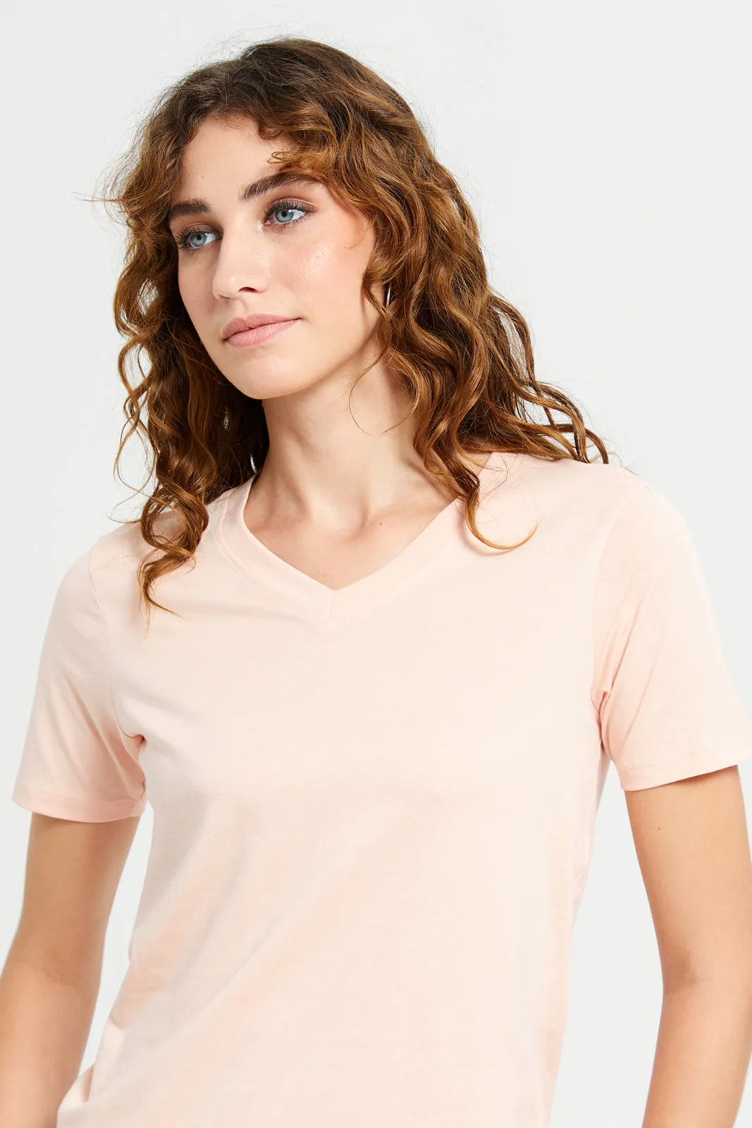 Women Apricot Basic T-Shirt