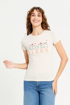 Women Ecru Graphic T-Shirt