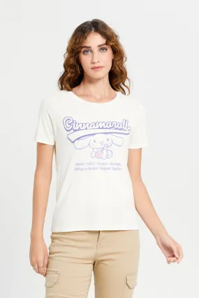 Women Ivory Cinnamoroll Printed T-Shirt