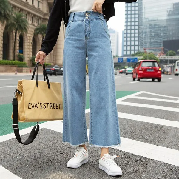 Women Jeans | Women Denim Jeans | High Waist Jean | Ankle-length Jeans | Streetwear Jeans | Blue Denim Jeans | Casual Jeans | Wide Leg Jeans