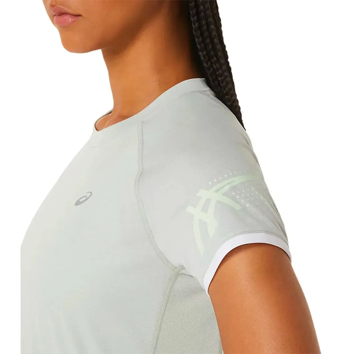 Womens ASICS x Run Club Icon Short Sleeve Top - Light Sage