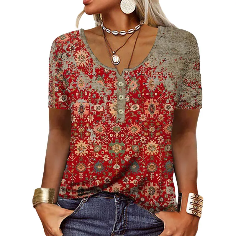 Women's Durable Charming Cool Short-sleeved Printed Blouses