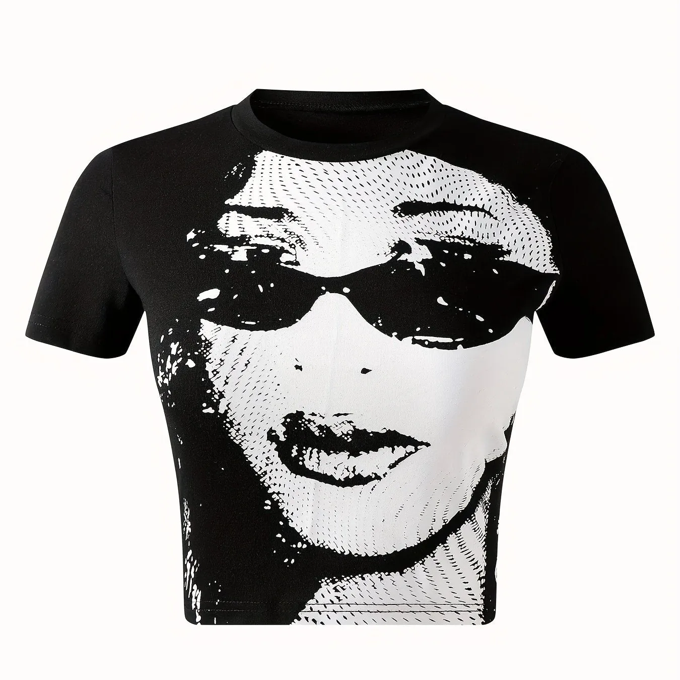 Y2k black Short Sleeve Crop T-shirt